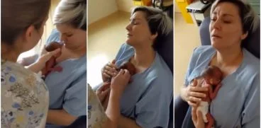 O mama isi tine pentru prima data la piept copilasul prematur VIDEO | Demamici.ro