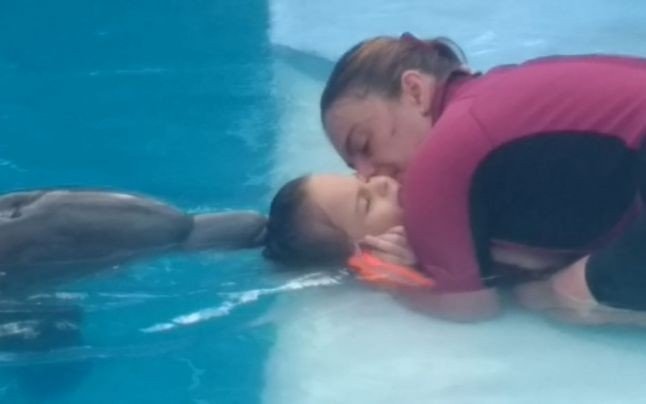 Elena isi trateaza fetita bolnava de autism cu ajutorul delfinilor: 