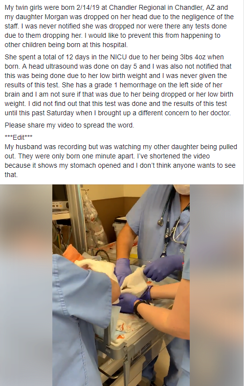 Doctorii i-au scapat fetita in cap, la nastere. Micuta avea doar 1474 g. Sotul a filmat momentul VIDEO | Demamici.ro