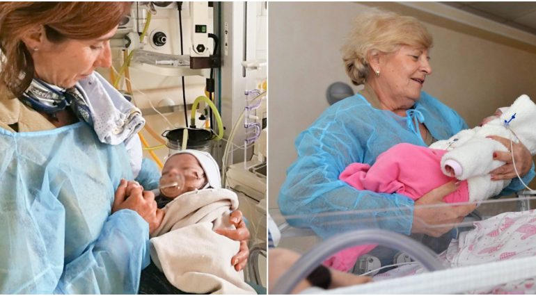 Bunicile voluntare ofera iubire nou-nascutilor bolnaviori si abandonati: 