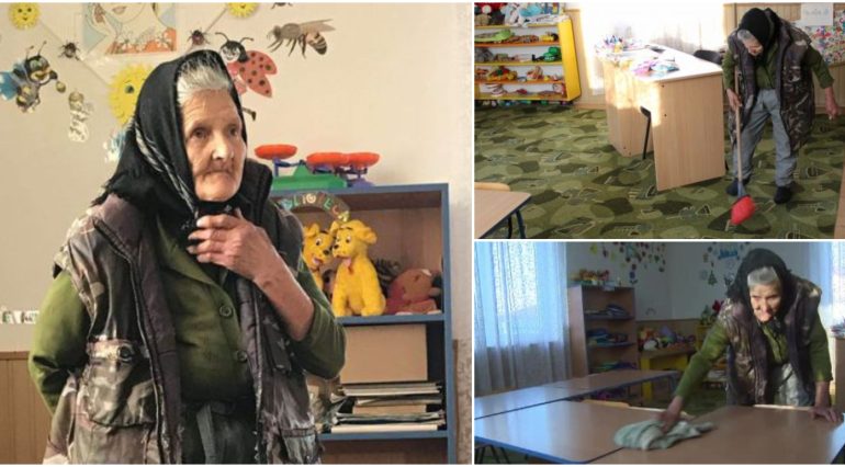 La 83 de ani, bunica Sofia nu vrea să renunțe la slujba de femeie de serviciu de la grădiniță | Demamici.ro