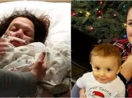 O mama isi tine pruncul la piept dupa ce amandoi au fost la un pas sa moara in timpul nasterii | Demamici.ro