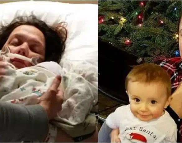 O mama isi tine pruncul la piept dupa ce amandoi au fost la un pas sa moara in timpul nasterii | Demamici.ro