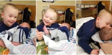 Un baietel cu sindromul Down isi intalneste fratiorul pentru prima data VIDEO | Demamici.ro