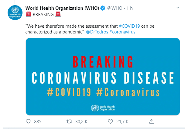 OMS a declarat oficial pandemie in cazul imbolnavirilor cu COVID-19. Prima pandemie cauzata de un coronavirus VIDEO | Demamici.ro