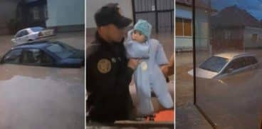O mamă din Aiud plânge în timp ce-și evacuează bebelușul pe geam. Pompierii i-au salvat din calea apei VIDEO | Demamici.ro