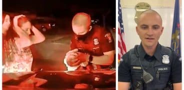 Momentul emoționant în care un polițist salvează un bebeluș care se înecase cu lapte VIDEO | Demamici.ro