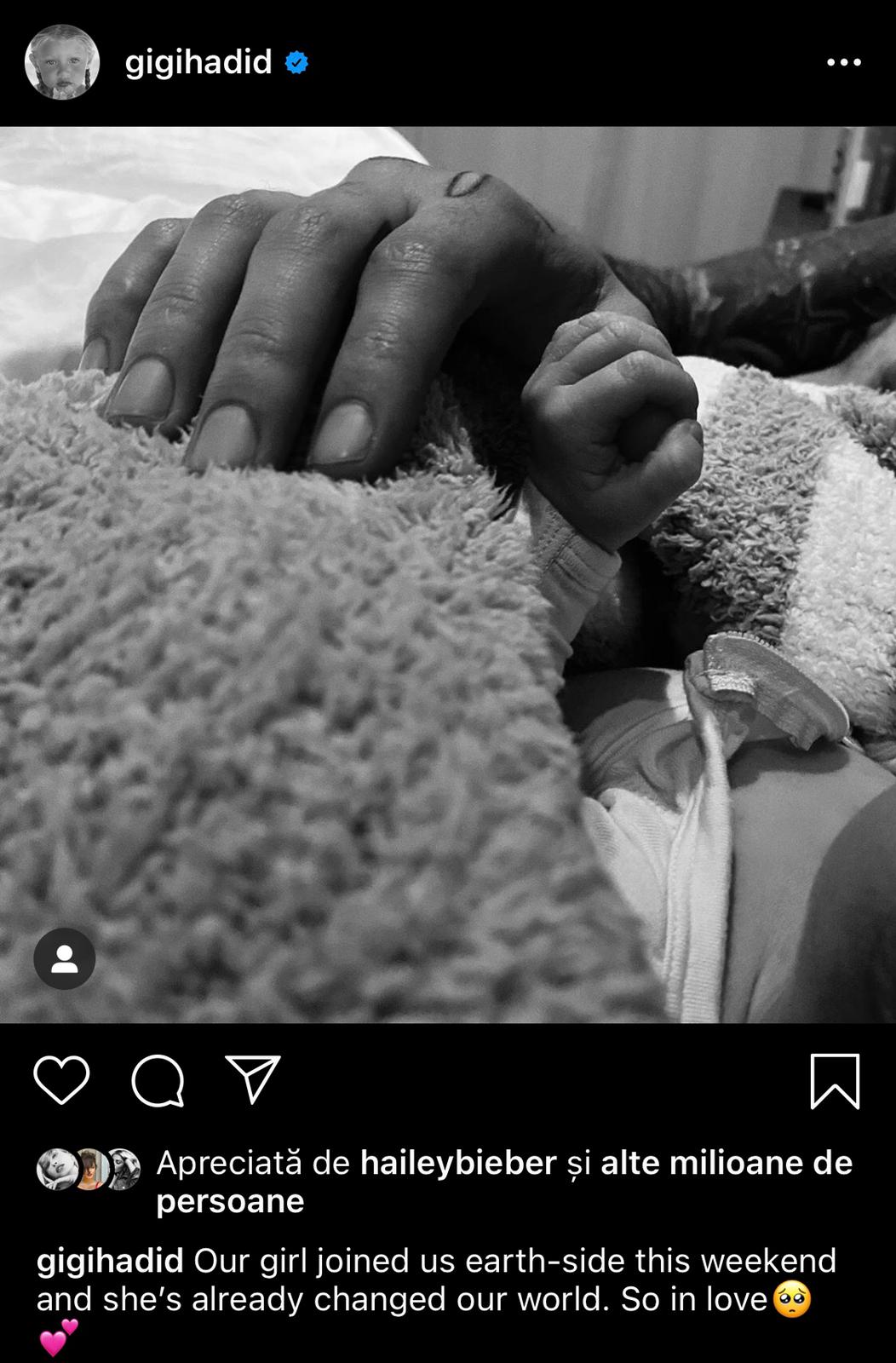 Fotomodelul Gigi Hadid, pentru prima dată mămică. A născut o fetiță