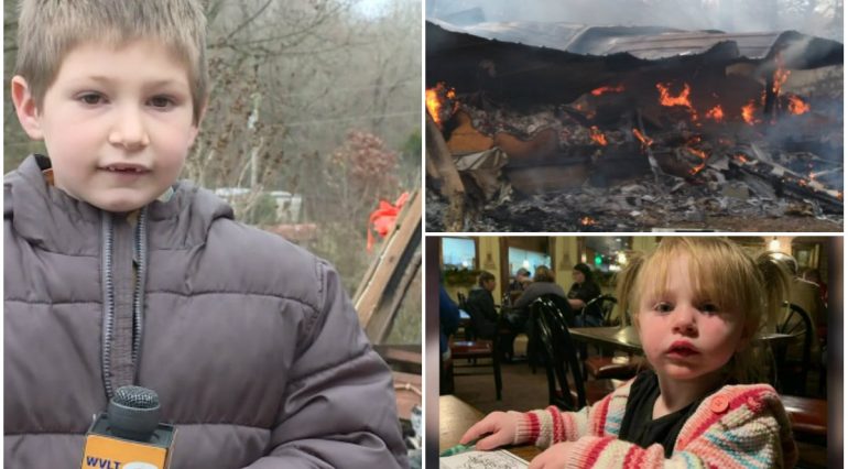 Un băiețel de 7 ani s-a întors în locuința cuprinsă de flăcări ca să-și salveze surioara