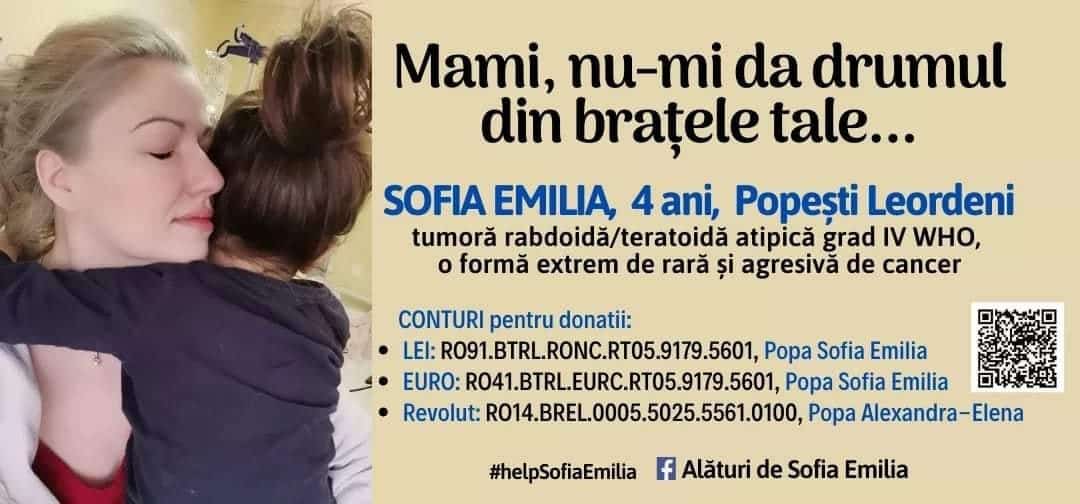 Alături de Sofia Emilia: „Mami, nu-mi da drumul din brațele tale!” La doar 4 ani, micuța luptă cu o formă rară de cancer cerebral | Demamici.ro