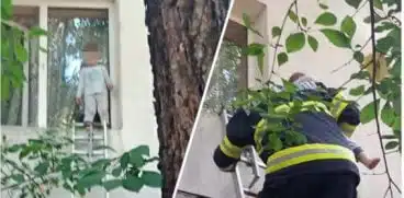 Copil de 2 ani din Focșani, salvat la timp de pompieri de pe pervazul unui geam | Demamici.ro