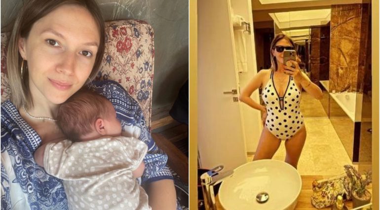 Adela Popescu, în costum de baie, la nicio lună după ce-a născut a treia oară | Demamici.ro