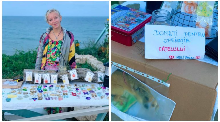 Tiara are 11 ani și își vinde pe plaja din Vama Veche accesoriile lucrate manual. Fetița strânge bani să-și salveze cățelul paralizat