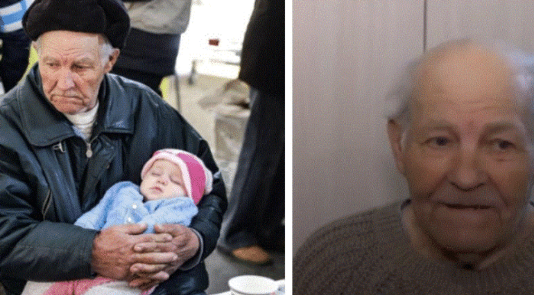Un bunic de 84 de ani are grijă de nepoțică, într-un refugiu din Ucraina: „Am legănat-o și pentru ca ea să nu vadă niciodată ceea ce am văzut eu” | Demamici.ro