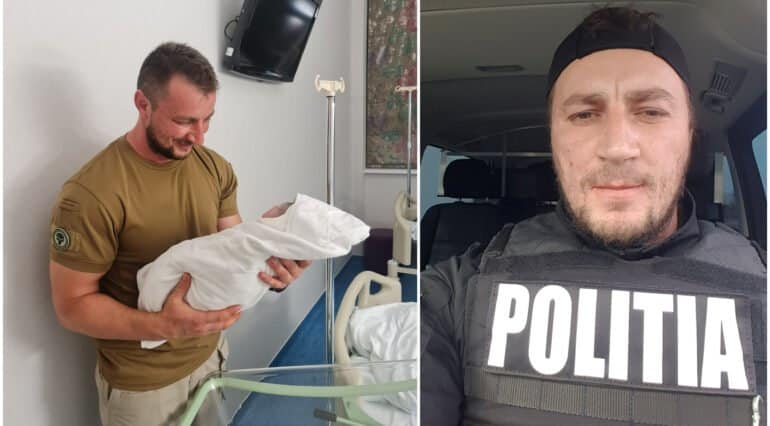 Polițistul Marian Godină e acum și tătic. Prima fotografie din maternitate, alături de fetița lui