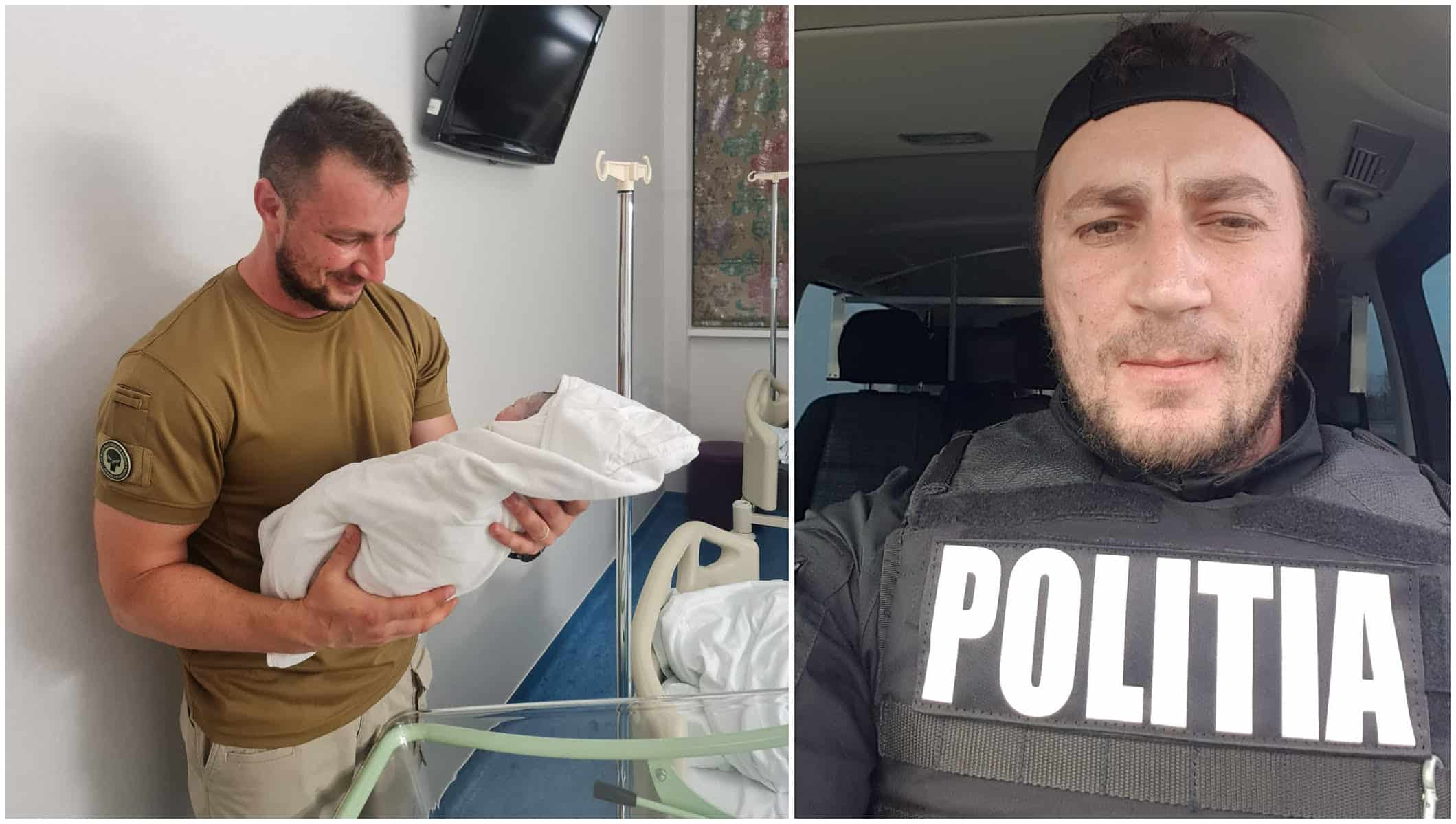 Polițistul Marian Godină e acum și tătic. Prima fotografie din maternitate, alături de fetița lui