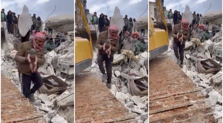 VIDEO | Imagini emoționante și triste. Un bebeluș s-a născut sub dărâmături, în Siria, după cutremur. Mămica nu a supraviețuit | Demamici.ro