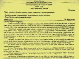 Subiecte și barem la simularea examenului de Bacalaureat 2023, proba la Limba și literatura română | Demamici.ro