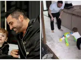 Pepe Junior a făcut primii pași cu ajutorul antemergătorului la 8 luni. Imagini emoționante cu artistul și unicul său fiu | Demamici.ro