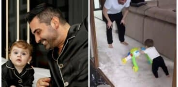 Pepe Junior a făcut primii pași cu ajutorul antemergătorului la 8 luni. Imagini emoționante cu artistul și unicul său fiu | Demamici.ro