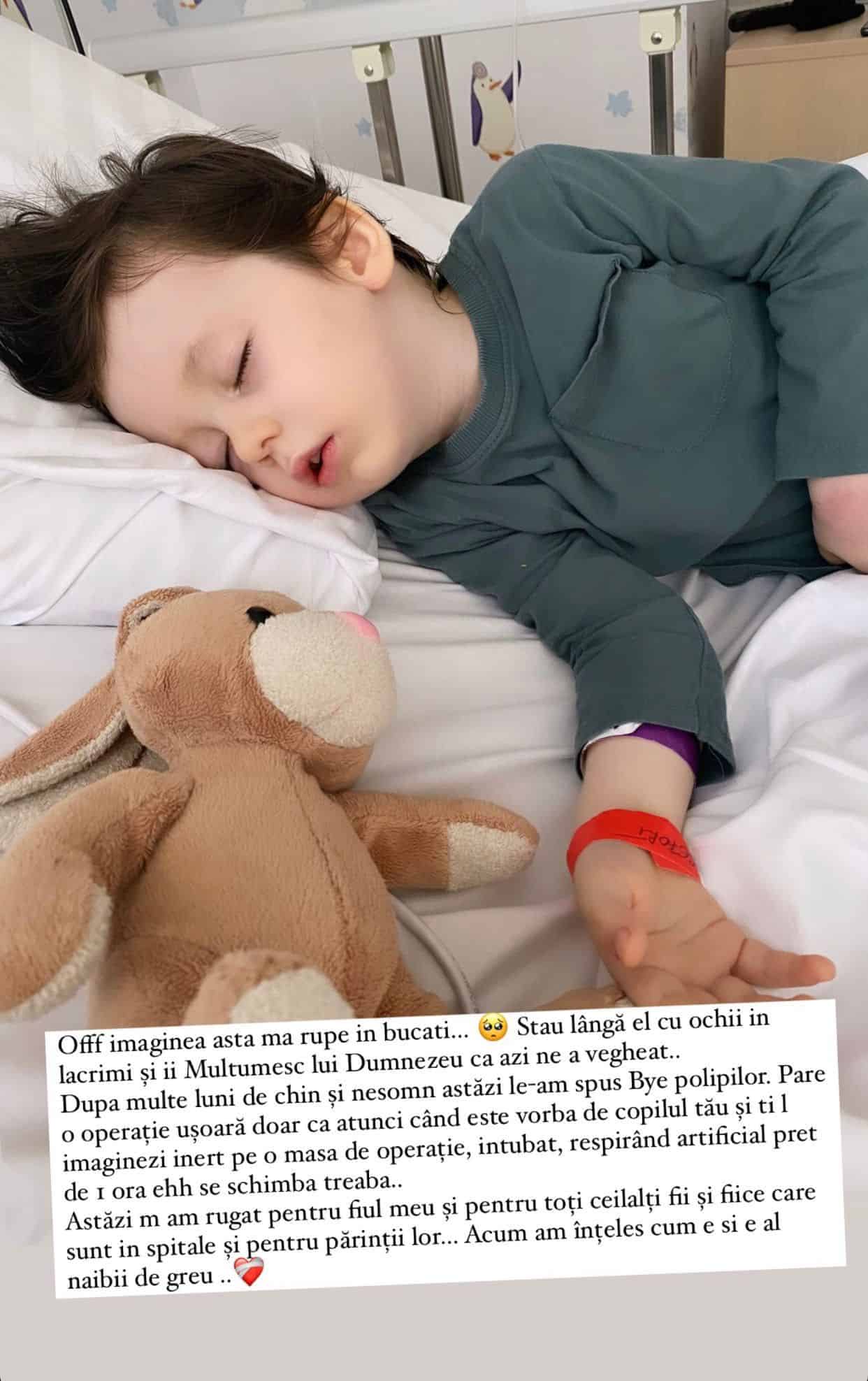 Lili Sandu a ajuns cu copilul la spital. Băiețelul ei de 3 ani a fost operat: "Mulțumesc lui Dumneze că azi ne-a vegheat" 