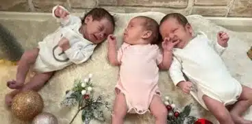 Tripleții din Baia Mare, abandonați la naștere, au fost adoptați de două asistente maternale, mamă și fiică. Primul Crăciun în noua familie | Demamici.ro