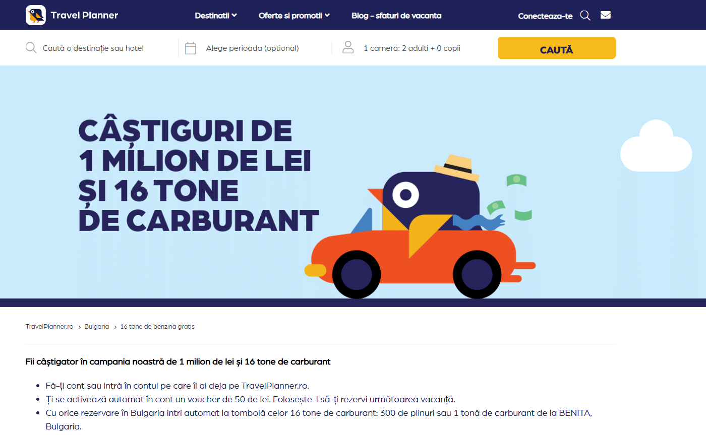 Travel Planner campania cu carburant